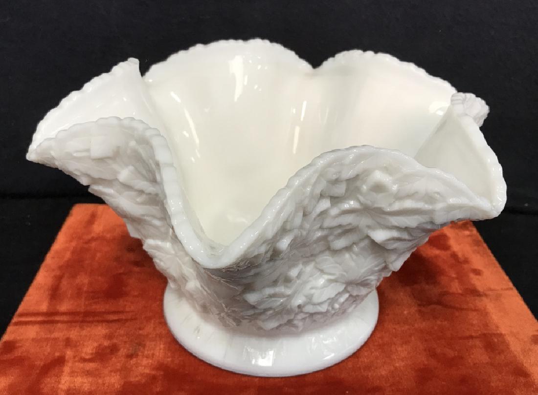 White Glass Leaf Patterened Vase Planter (1 of 12)
