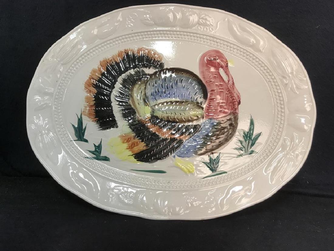 Oval Ceramic Serving Platter W Turkey Motif (1 of 9)