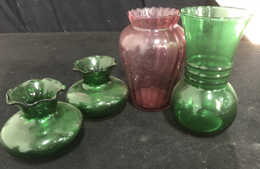 Group of cranberry and Green Glass tableware (1 of 10)