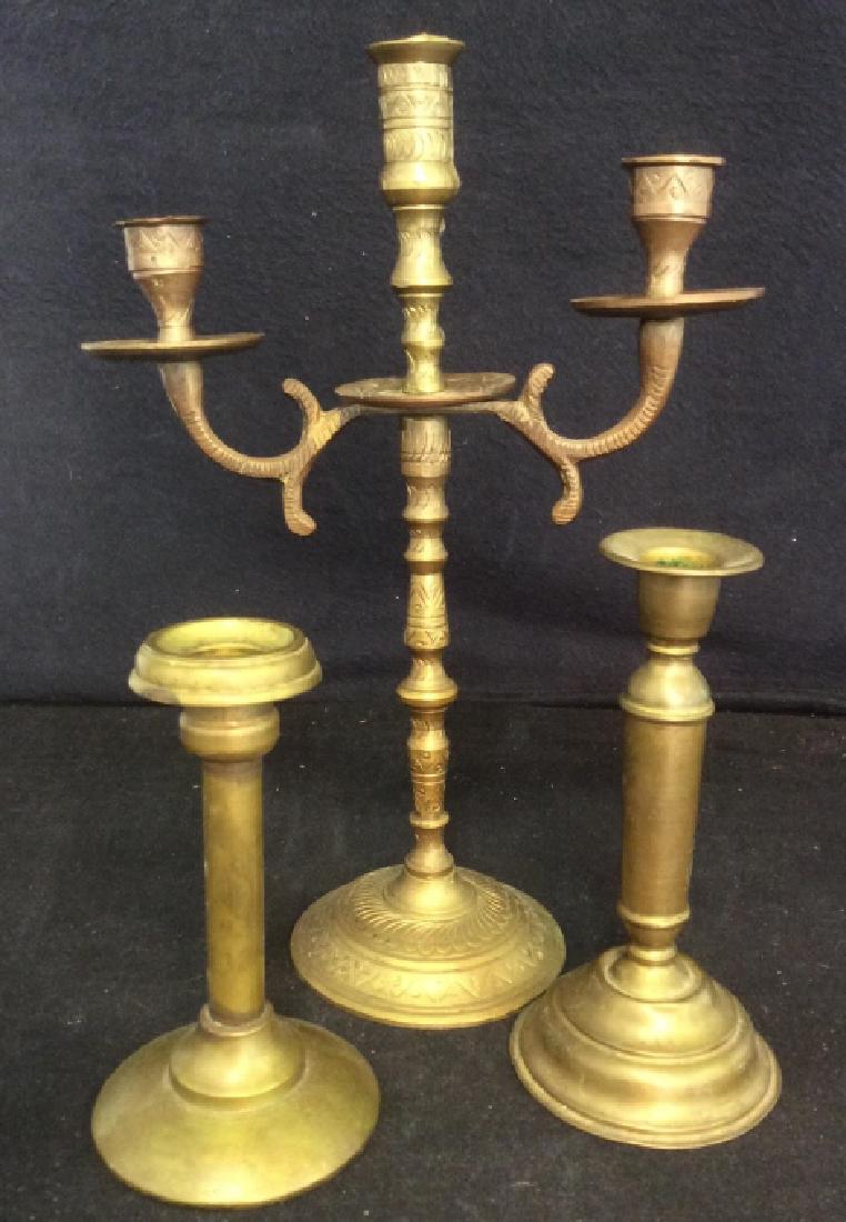 Group of 3 Brass Candle Holders (1 of 15)