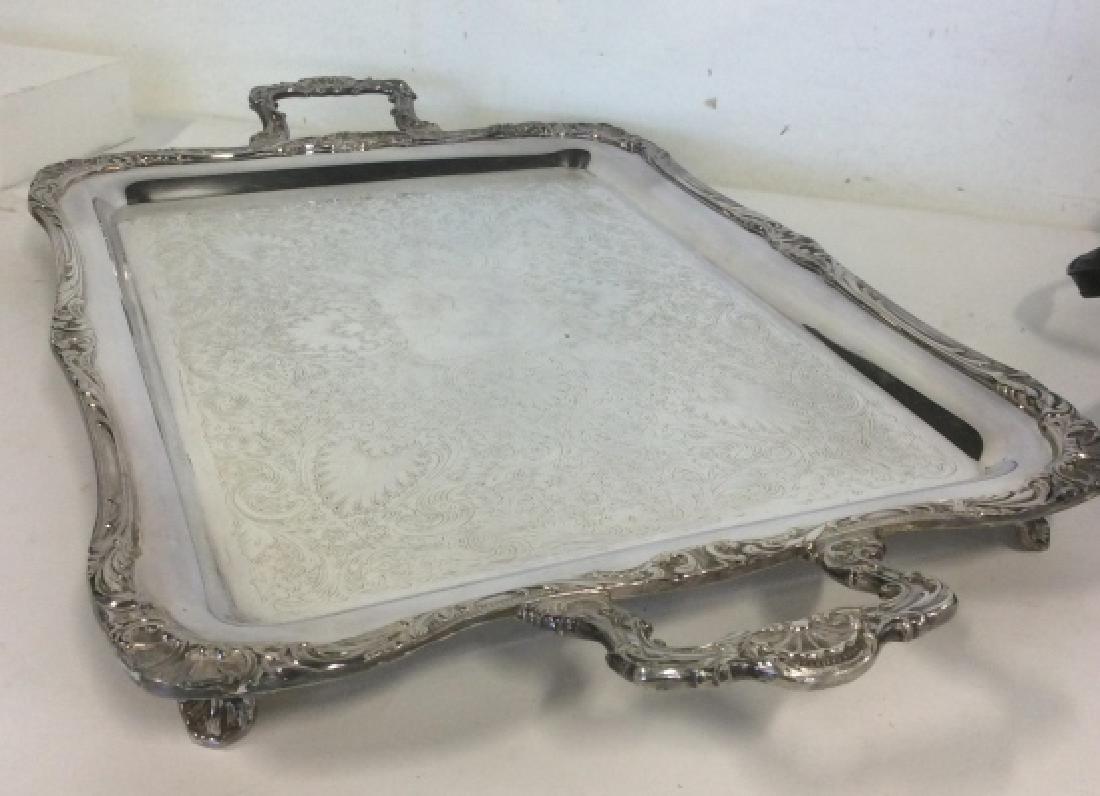 Etched Footed Silver Pl Gallery Tray (1 of 8)