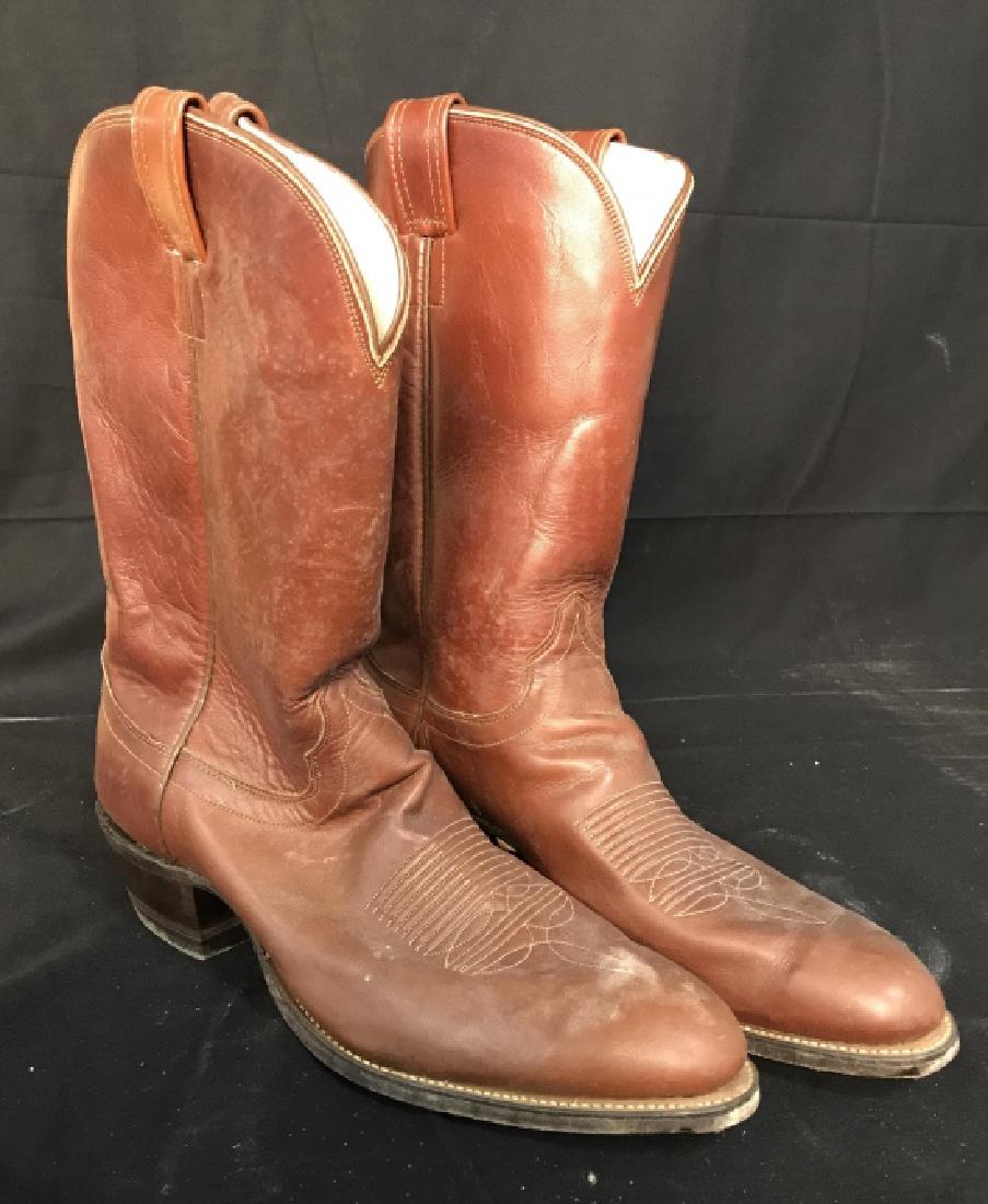 Pair Brown Leather Cowboy Boots (1 of 11)