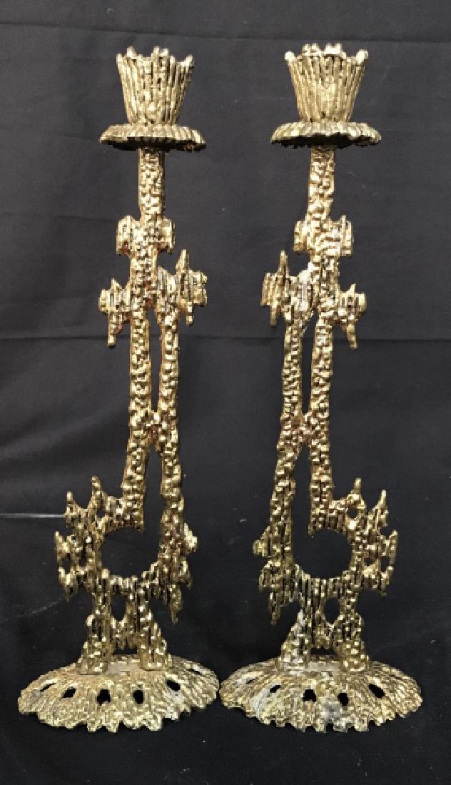 Pair Brass Israeli Candlesticks (1 of 10)