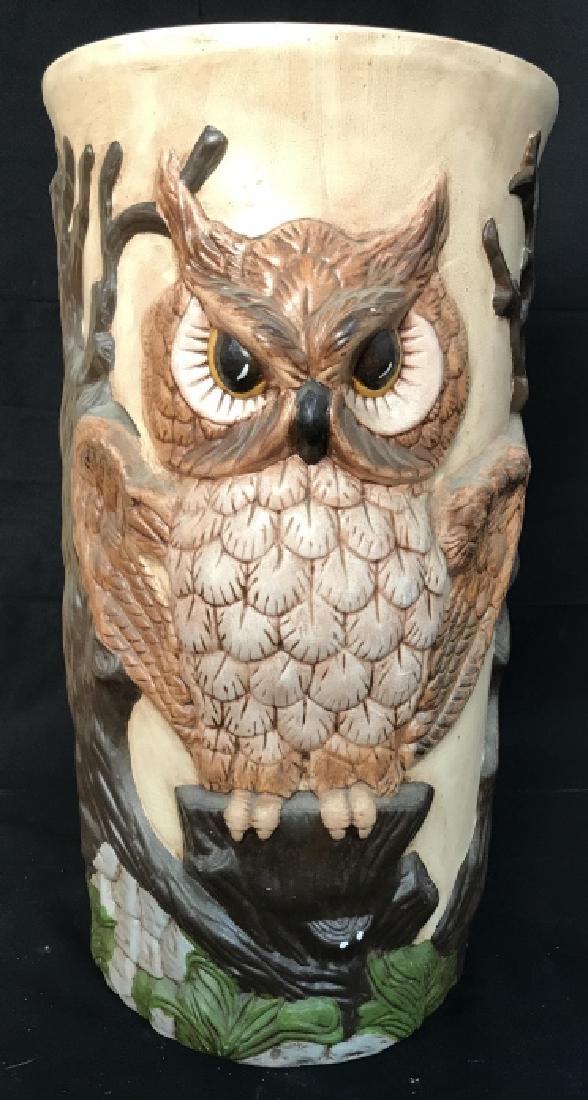 Artist Signed Owl Ceramic Umbrella Stand (1 of 13)