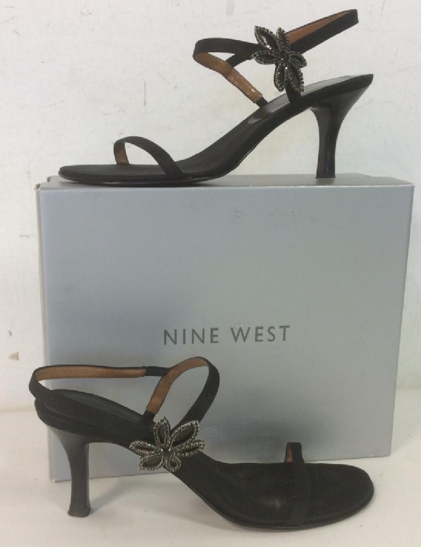 Pair of NINE WEST Bejeweled Black Strappy Heels (1 of 12)
