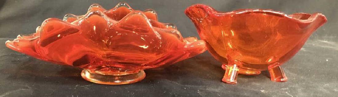 2 Vintage Orange Glass Footed Vessels (1 of 10)