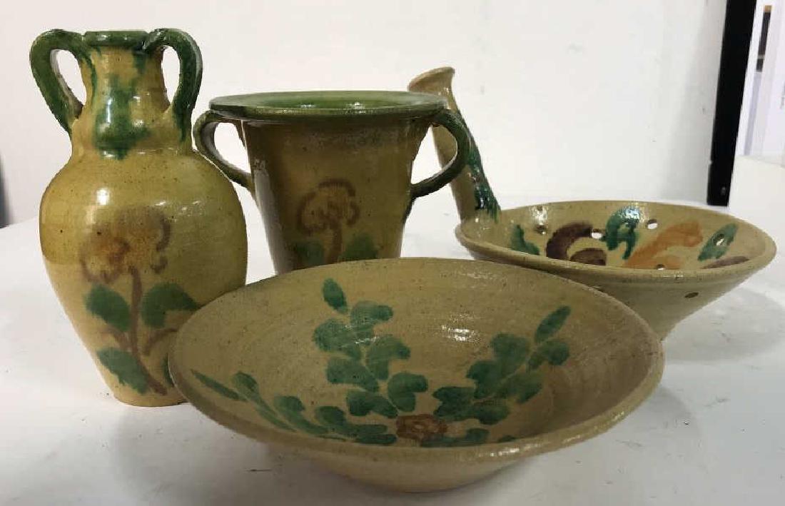 ARCURO BURGIO Signed Pottery Group: Group Lot Hand Made Ceramics, Pottery, tableware, Table Top Accessories, each piece signed, vase, jug, bowl plate ht of tallest app 7 inches