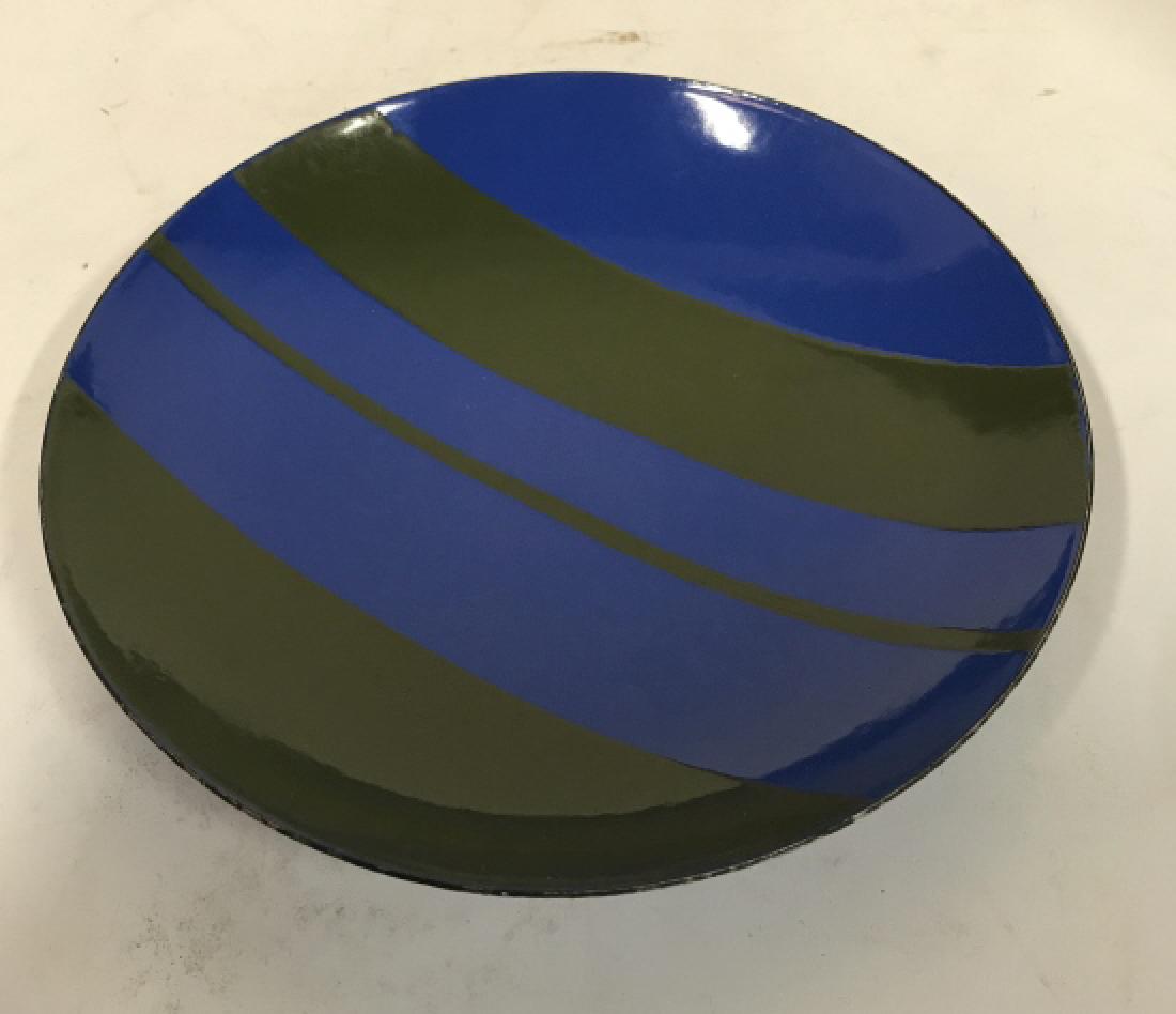 VALENTI Enamel Dish C 1950, Italy: Mid Century modern Italian Dish, Enamel, Signed VALENTI, Italy, Good Condition, Circa 1950’s , mid century design arts and crafts, centerpiece, tableware, measures diameter app 9 inches ht app 1.75 