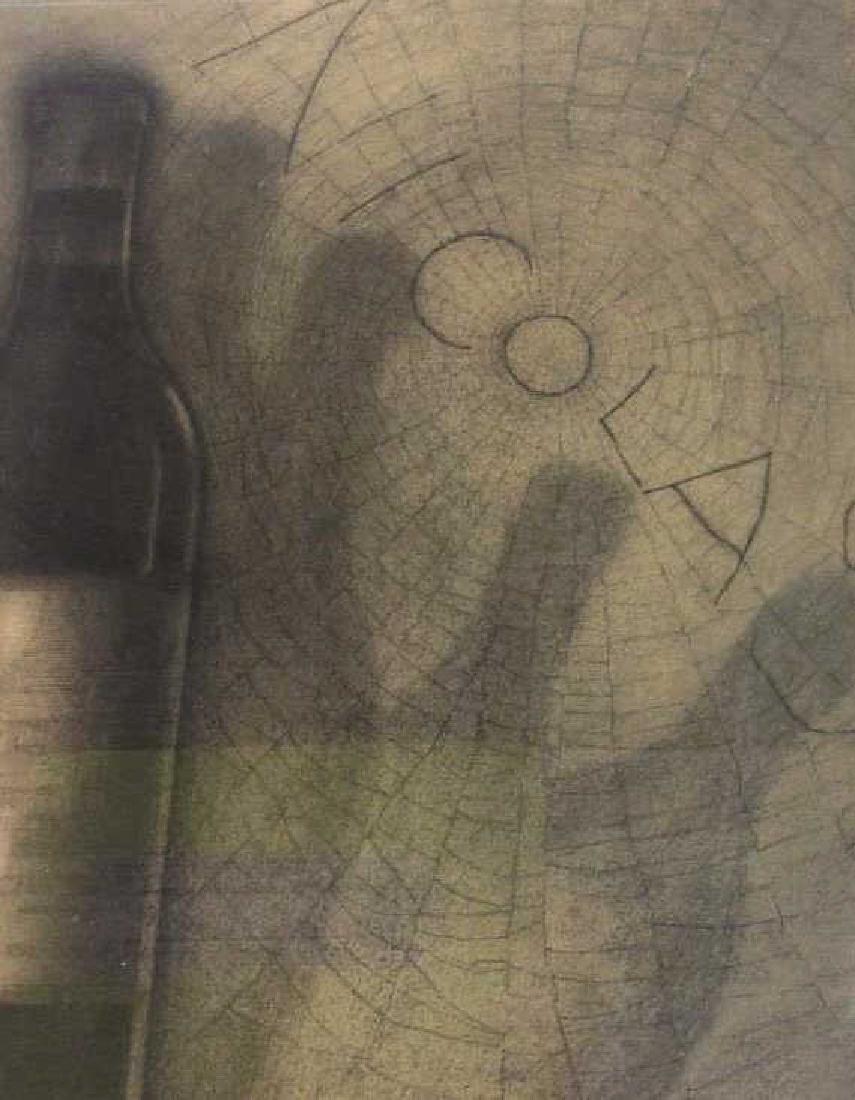 Framed French Art Deco Paul Iribe ‘Nicolas’ Print: French Art Deco Paul Iribe ‘Nicolas’ Print, depicting a Bottle & Spiderweb. Paul Iribe Printed Signature On the lower right hand corner. Image is framed, although frame needs restoration. Image ha