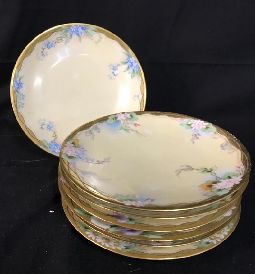 Set 7 Porcelain SEVRES Thomas Plates: Dinnerware, dinner plates, place settings, tableware. Porcelain plate set, gold rimmed, marked for SEVRES, Meade, Thomas, diameter app 8.5 inches