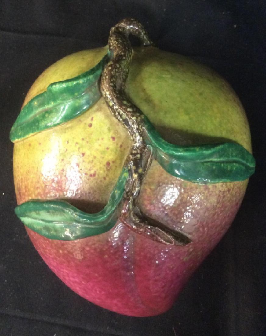 Ceramic Fruit Table Decor: Tableware, ceramic pottery fruit Sculptural, possibly a mango Fruit measures app ht 5.5 inches length 7 inches