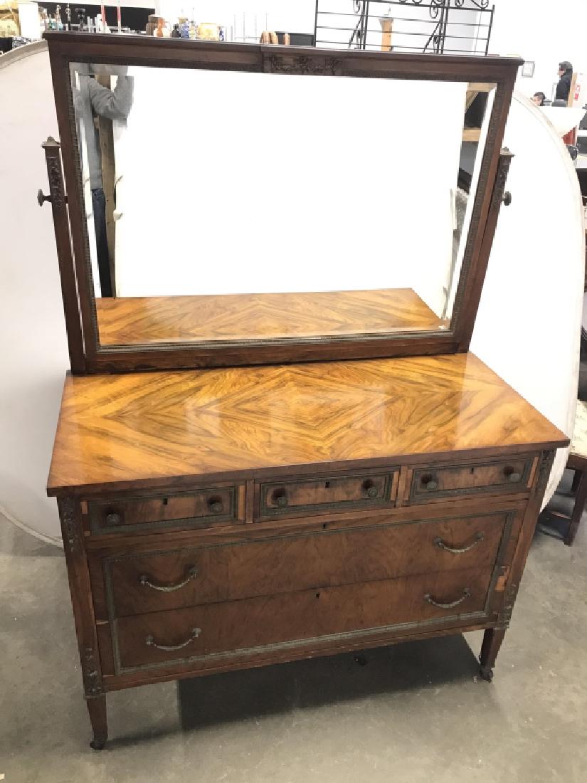 Federal Style Antique Chest Of Drawers With Mirror