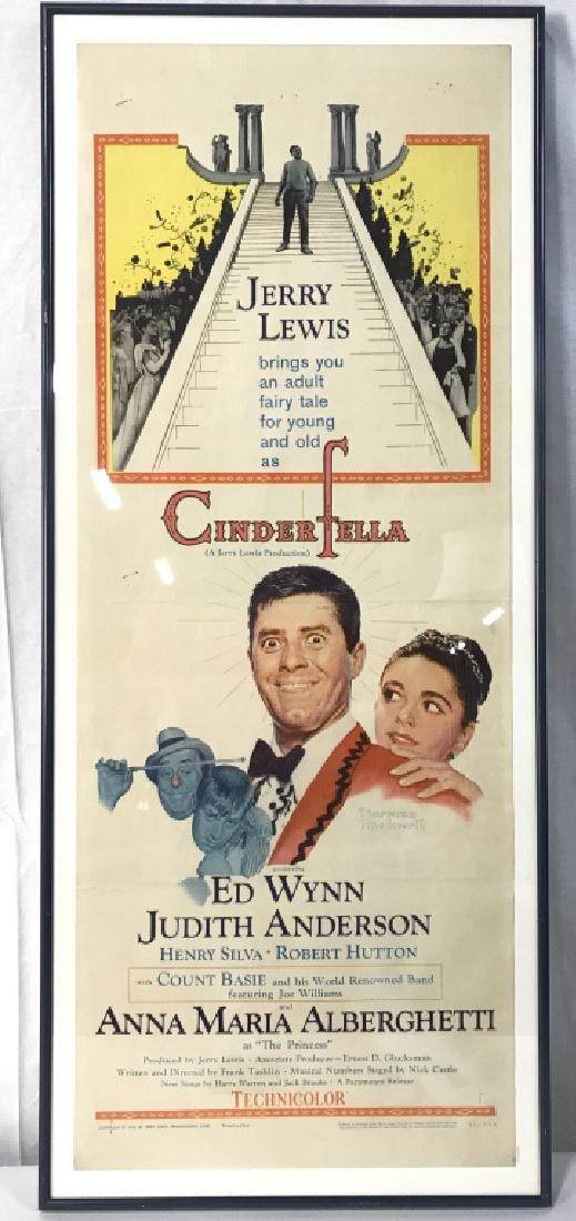 Vintage NORMAN ROCKWELL CINDERFELLA Poster: Vintage Poster, VIntage Advertisement, VIntage Movie Ad, Vintage Movie Poster, Poster appears to be vintage. Lower area of poster reads Copyright 1960. Piece is professionally framed with slate blue f