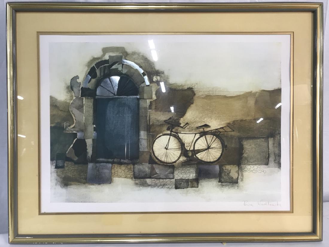 Signed ROSINA WACHTMEISTER Multimedia Artwork: Piece appears to be signed ROSINA WACHTMEISTER on lower right corner. Appears to possibly be a lithograph with added foil detail. Measures approx 34 inches long 25 inches tall. 6