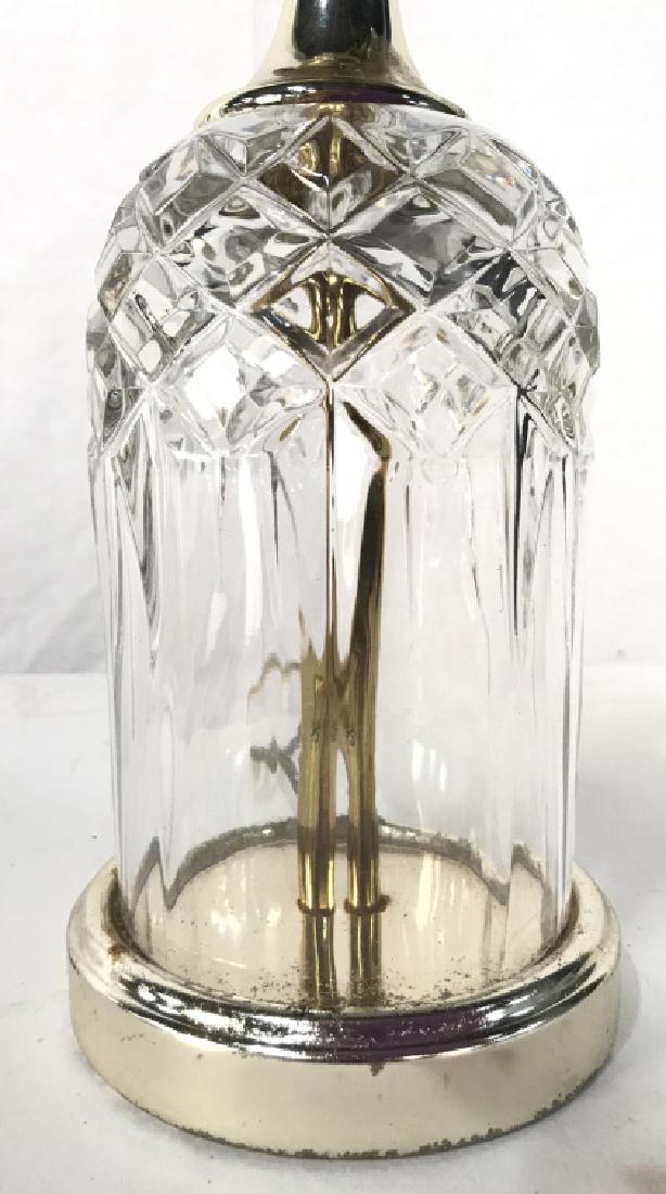 Metal & Glass Dome Table Lamp: Body of lamp is glass base is metal & gold toned. Table lamp lighting,Measures approx 17 inches tall 4 inches wide. Contains some wear. 6