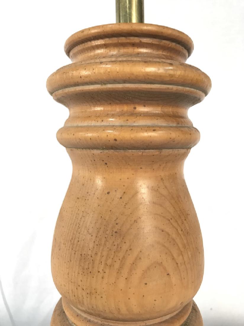 Light Brown Toned Carved Wooden Lamp: Light Brown Toned Carved Wooden Lamp, lighting, table lamp, Measures approx 20 inches tall 5 inches wide. 6.