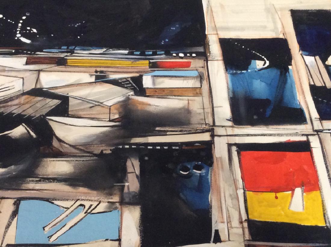 Signed JOHN HULTBERG 1955 Watercolor Artwork: Signed and framed JOHN HULTBERG 1955 Watercolor Artwork. On reverse side of frame is a label from the Martha Jackson Gallery with information on artwork: titled Nocturne: The Owl by John Hultberg. Ori