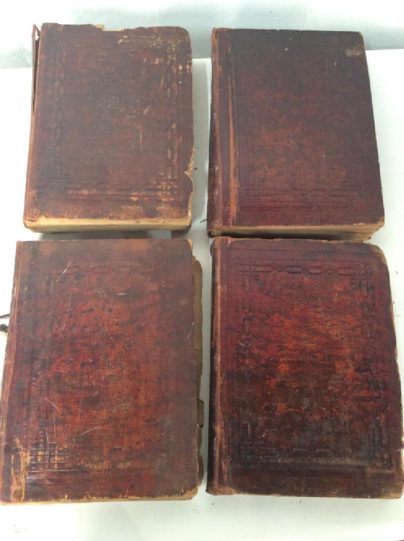Group of 4 Antiquarian Books Written in Hebrew: Group of 4 antique books written in Hebrew. Vilna (Vilnius), Year 1900 numbered editions. This group only includes 4 volumes (original set has 6 volumes). The covers and pages are discolored and worn,