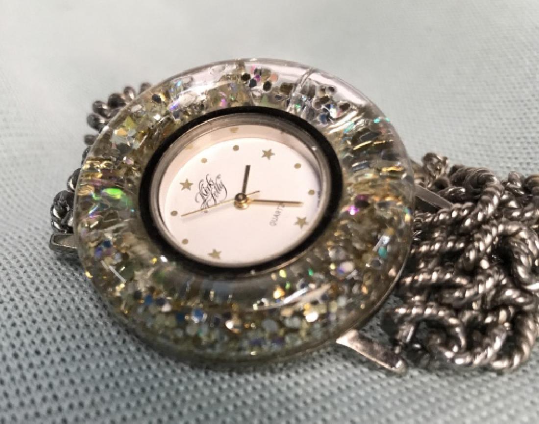 Kirks Folley Liquid Sparkle Watch: Kirks Folley Liquid Sparkle Watch, Multi chain band with safety catch, Signed on face and on band, good condition, Not tested, 7 7/8 in length, Kirks Folley Ladies Costume, Wristwatches, Vintage, Esta