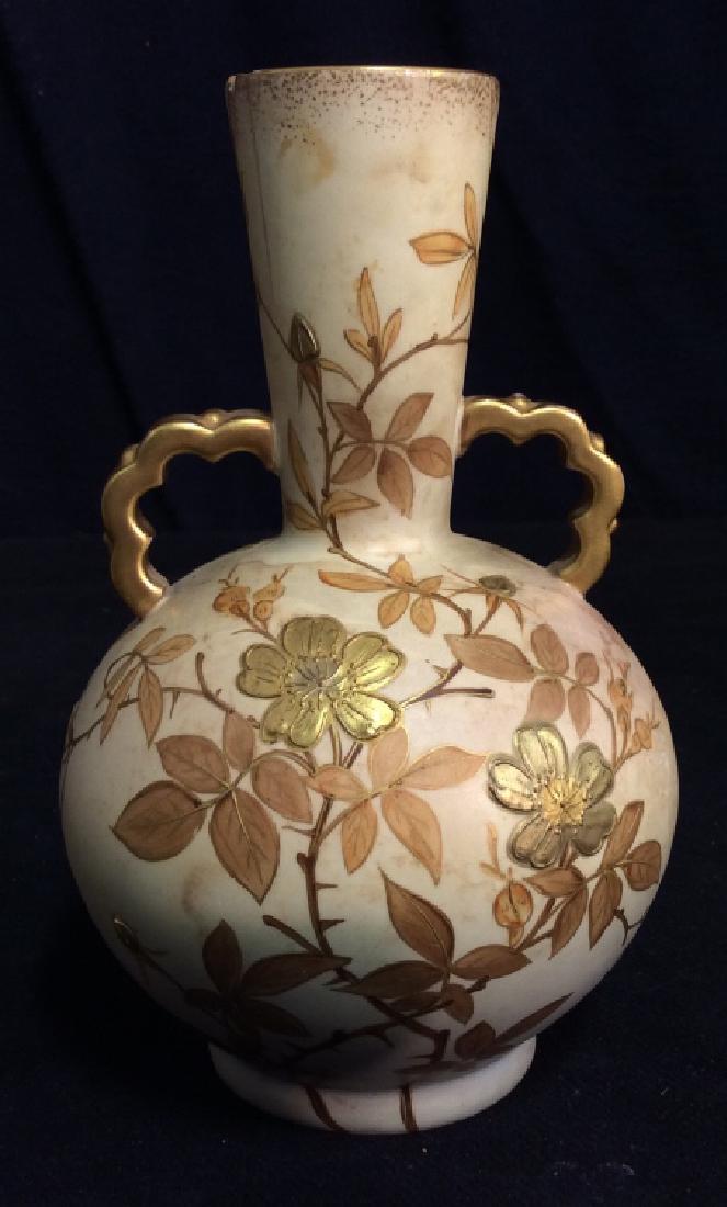 POINTONS Vintage Pottery Floral Vessel: POINTONS Stoke On Trent Vintage Poss Antique Ceramic Vessel / vase with floral and butterfly motif. porcelain table ware, Handpainted and trademarked on underside. Trademark suggests the vase was made