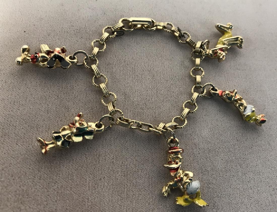 Vintage Mickey Mouse Charm Bracelet: Vintage Mickey Mouse Charm Bracelet, 6 5/8 in With Mickey, Minny, Daffy Duck, Pluto, Daisy, Collectible Disney Charms, Disney collectible charm bracelet, Costume Collectibles, Vintage Estate, 5