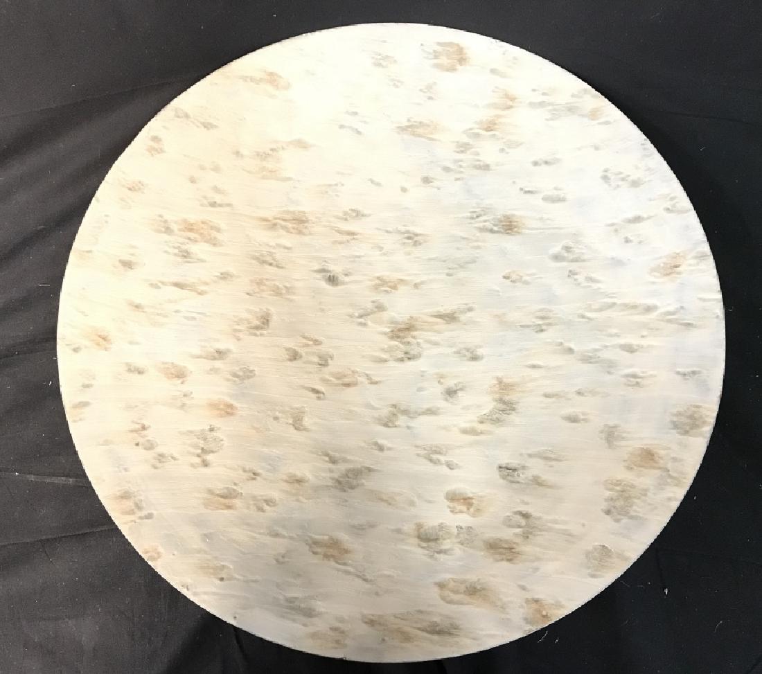 Z GALLERIE Metal Disc FOrm Wall Hanging: Tag on Backside reads Z GALLERIE PLAQUE PALOMINO WHITE. Metal Wall Hanging. Wall hanging, wall accessories, metal wall hanging. Disc Form, Contemporary wall sculptural crafts,Measures approx 24 inches