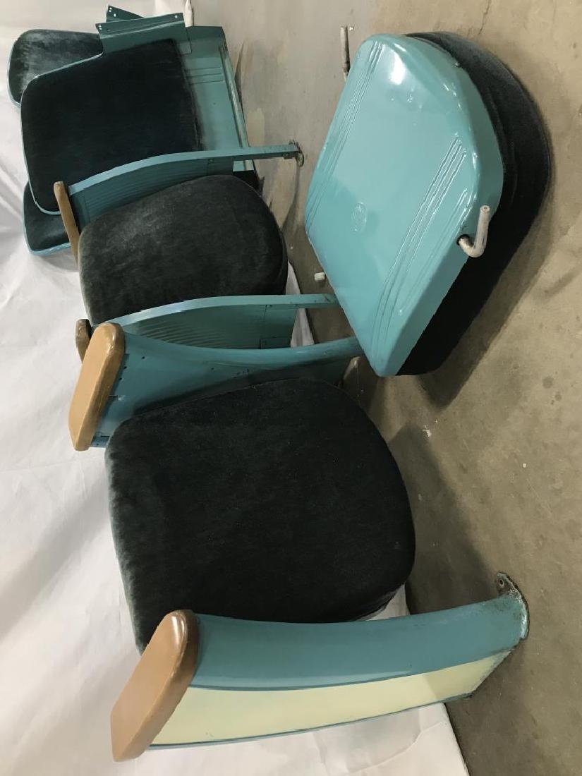 Lot 6 Vintage Haywood Wakefield Theater Seats: Lot 6 Vintage Haywood Wakefield Theater Seats And Three separate Seat backs. Metal side of seat is embossed with Haywood Wakefield HW. Vintage theater seats, some not complete, hardware is missing, 3 