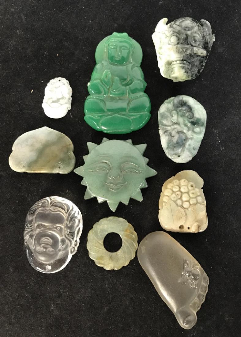 COLLECTION Natural Stone and Glass Figurals: COLLECTION natural stone and Glass Figurals, Largest measures 3 7/8 x 2 1/14 in, several with chips, Asian Figural Symbols, Hardstone Figures, Hardstone Good Luck Symbols, Orientalism, asian Arts and 