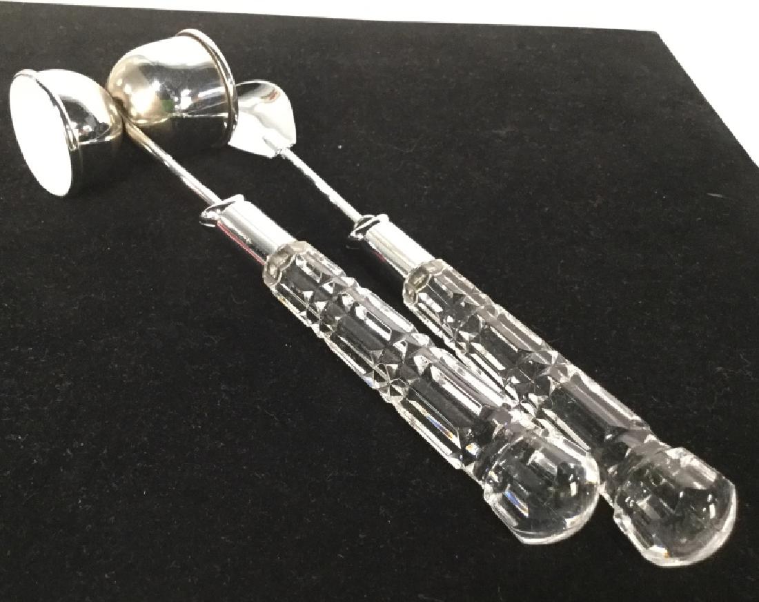 Set of Silver Toned Bar Ware: Set of Silver Toned Bar Ware, with Simulated Glass Handles, 1 measurer, 1 spoon, longest measures, 9 7/8 in, good condition, Bar Ware, Bar Accessories, Kitchenware, Tableware, 5