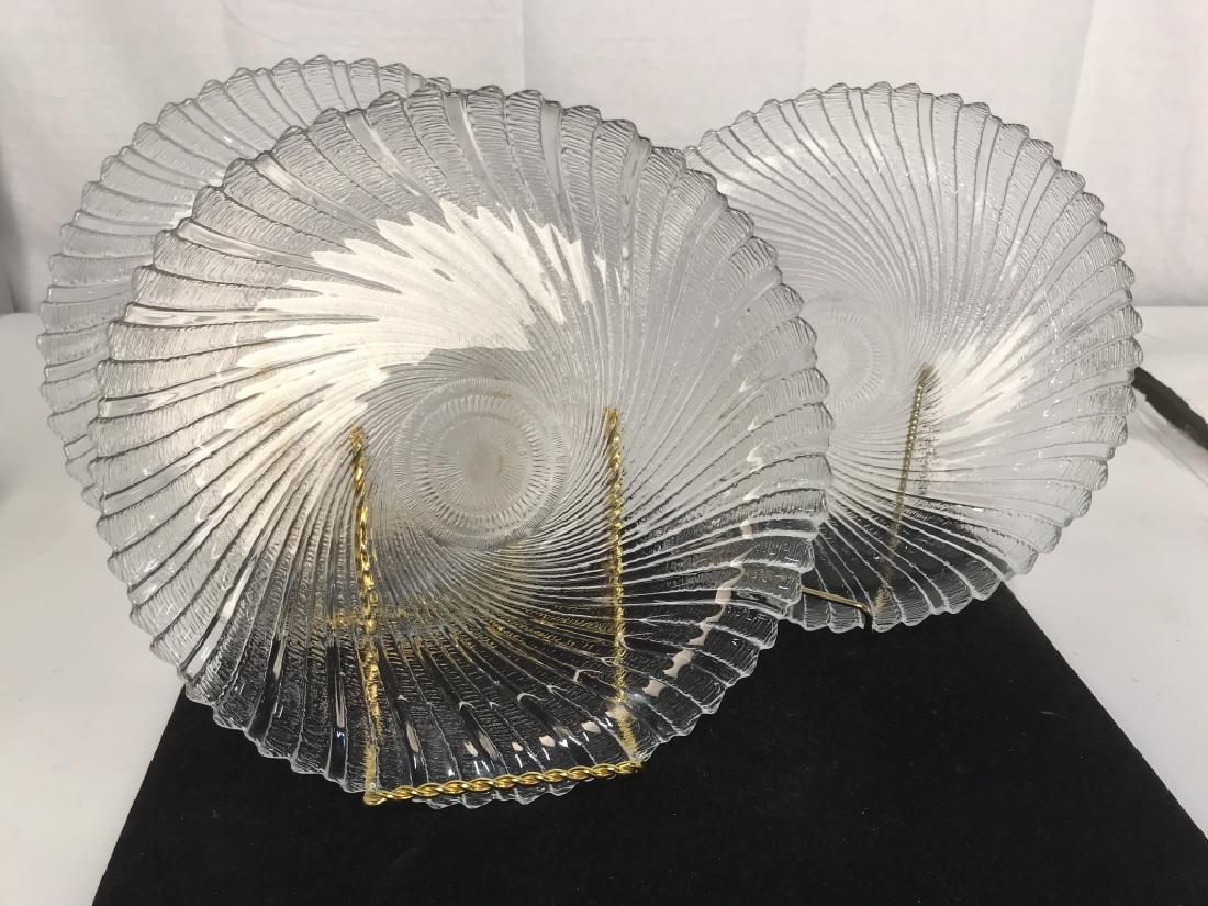 Group 3 Glass Swirl Serving Plates: Group 3 Glass Swirl Serving Plates, each 10 in diameter, good condition, Decorative Tableware, Decorative Kitchenware, Glass ware, 5