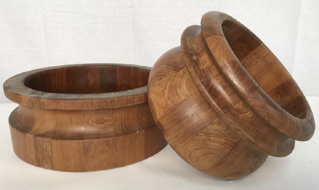 Two Wooden Bowls, Dansk, Woodline, Denmark: Two Wooden Bowls, larger marked Dansk and the smaller Woodline Denmark BK, good condition, larger measures 4 3/4in x 11 7/8 in diameter of opening, Wooden Kitchenware, Danish Made Kitchenware, Dansk K