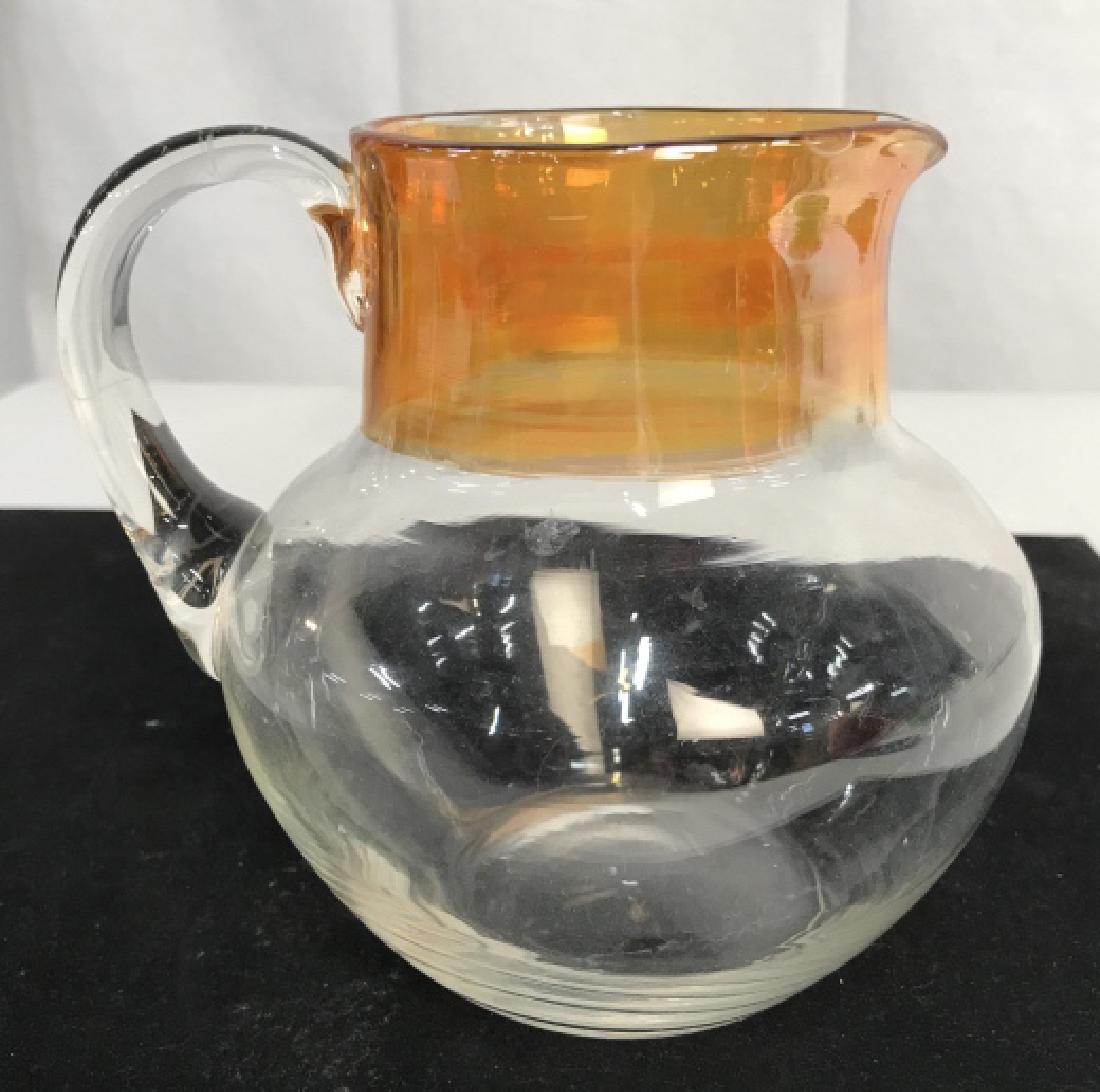 Vintage Coloured Opalescent glass Vase/ Pitcher: Vintage Coloured Opalescent glass Vase/ Pitcher, 6 in x 6 in at widest point, good condition, Decorative Opalescent Glass, Tableware, Colored Glass Accessories, Kitchen ware, 5