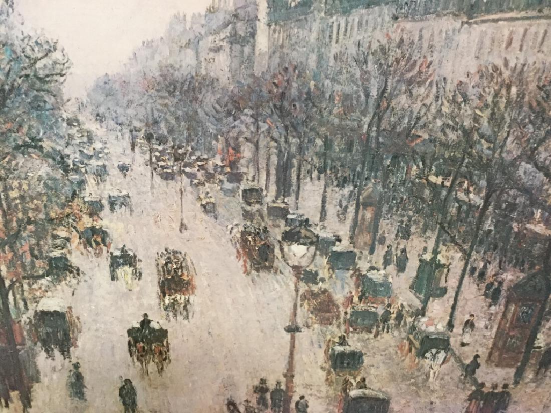 Framed PISSARRO Exhibition Poster: Framed exhibition poster featuring Camille PISSARRO’s ‘The Boulevard Montmarte on a Winter Morning’ originally Painted in 1897. Exhibition poster is for the Andre Meyer Galleries at the Metropol