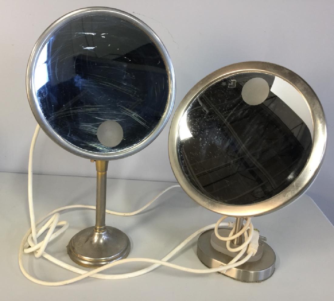 Vintage electrified Makeup mirrors: Vintage Electrified Chrome Makeup Mirrors Largest Measures 18 in tall x 8 in diameter of mirror, good condition, untested, Theatrical Utensils, Ladies Accessories, Vintage Electrified Mirrors, 5