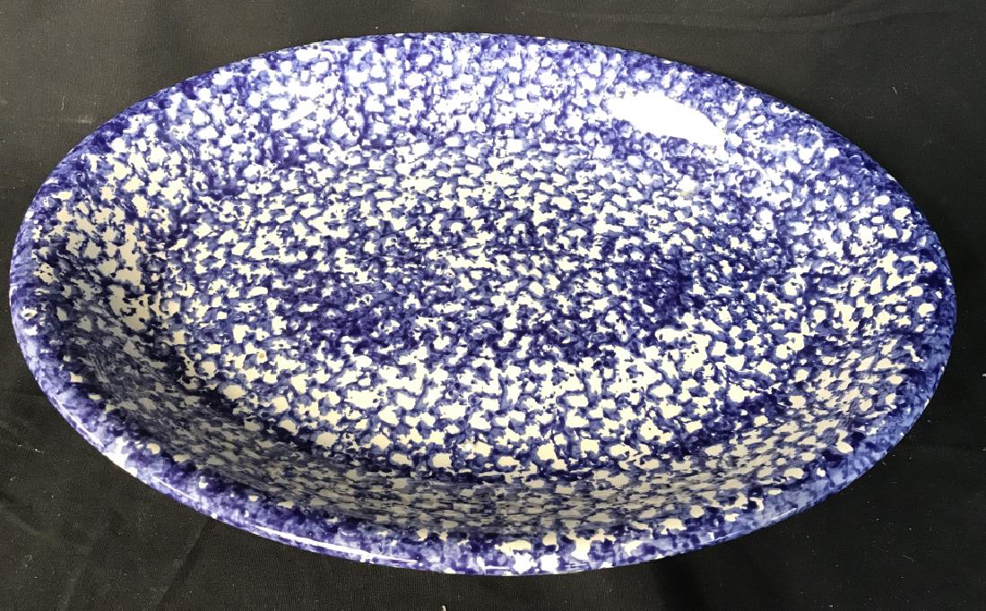 ROMA Italian Blue White Splatter Porcelain Platter: Underside reads ROMA MADE IN ITALY. Piece measures approx 16 inches long 11.5 inches wide 2 inches tall. Piece is white and blue toned. Ceramic, porcelian, tableware, 6.