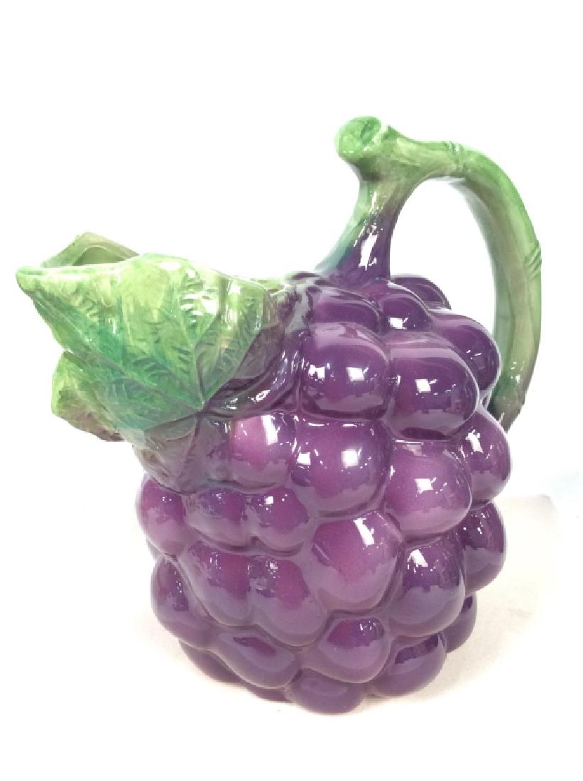 MR.MAN Hand Painted Grape Pitcher: Hand Painted Grape Pitcher. Handpainted Porcelain Ceramic Pitcher in the form of a cluster of grapes with decorative leaf and stem design, decorative porcelain, decorative tableware, tabletop accessor