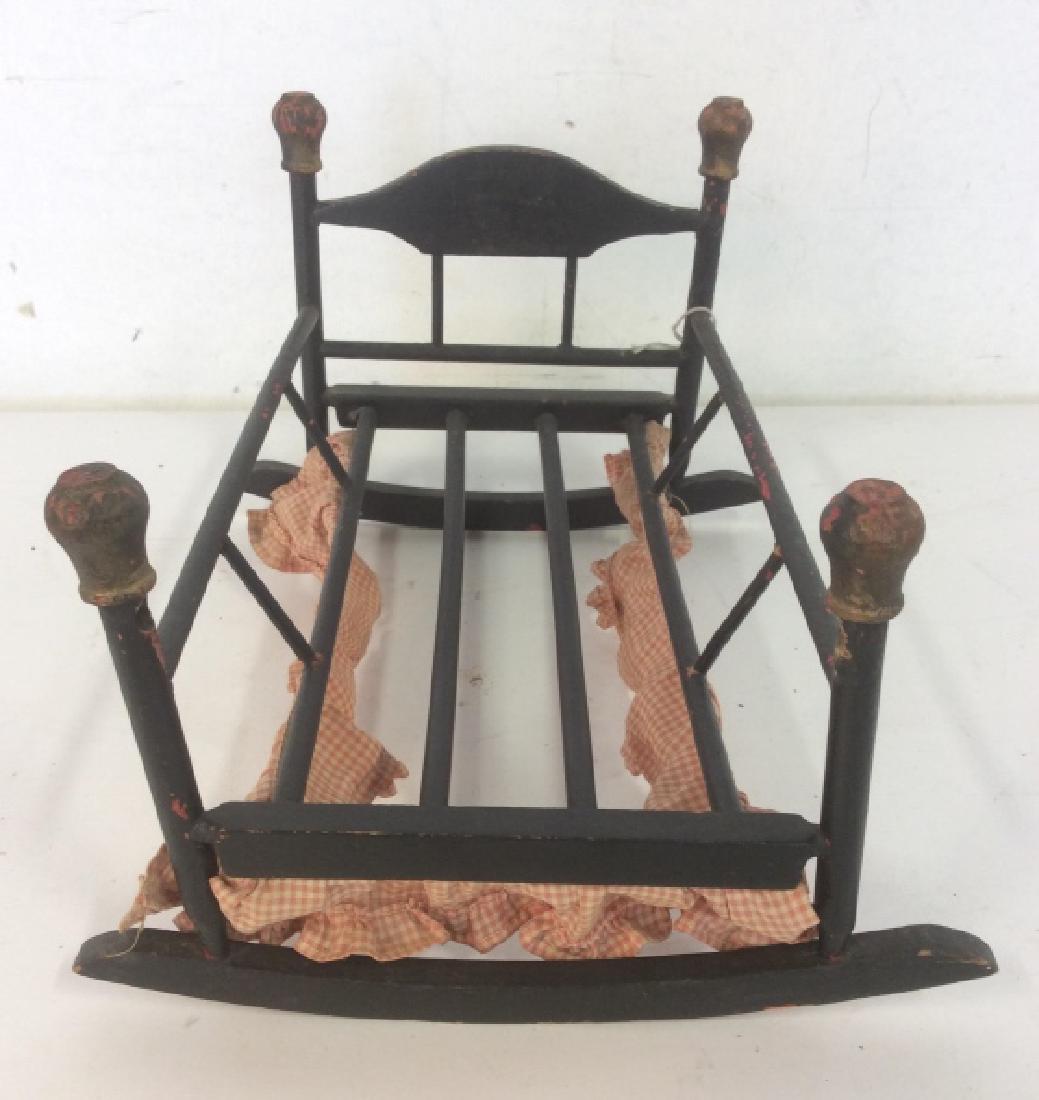 Antique Wood Doll Cradle Bed: Doll bed, doll crib, dollcradle, antique Hand Made measures 13 inches length by 10 inches width, ht app 8 inches