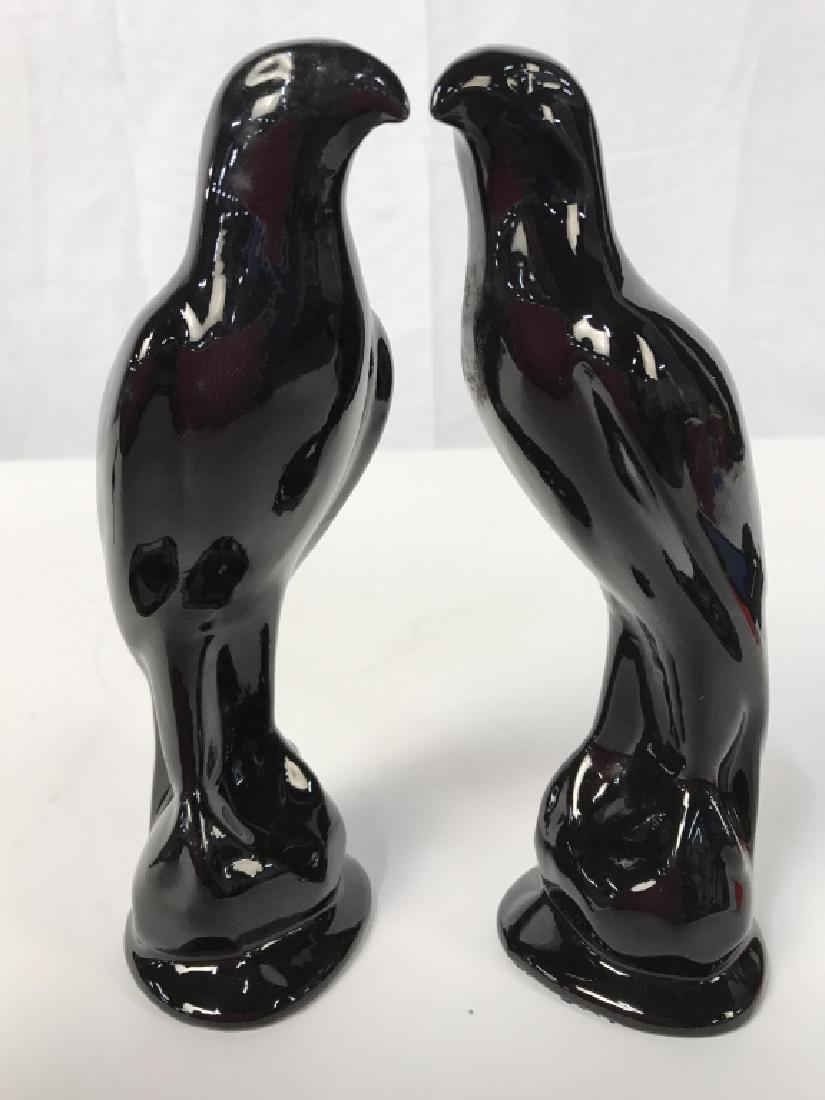 Lot 2 Black Toned Porcelain Bird Figurals: Black Toned Porcelain Bird Figurals. Each Measure approx 8 inches tall 3 inches deep. tableware, collectible, table top accessory 6