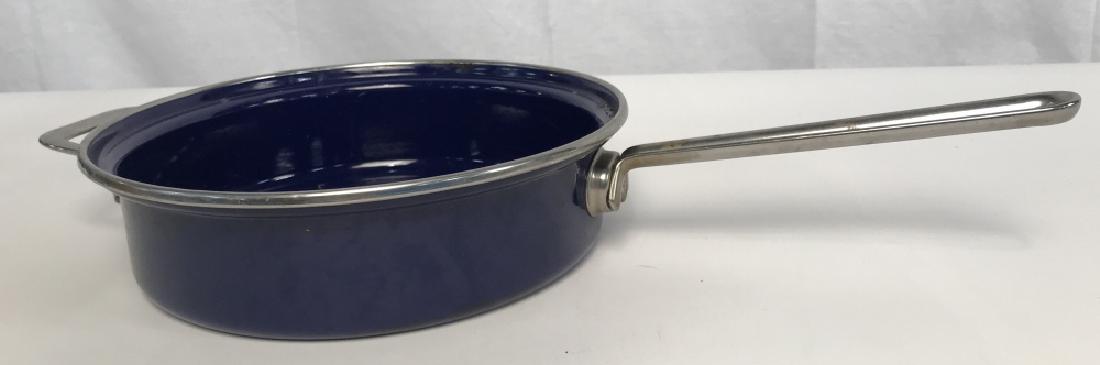 Chantal Blue Enamel Skillet: Chantal Blue Enamel Skillet, 9 3/4 in diameter, good condition, Chantal Cookware, Kitchenware, Kitchen Utensils, 5