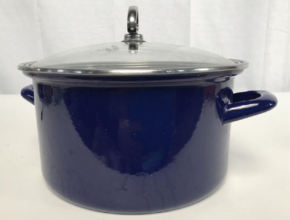 Chantal Blue Enamel Stew Pot,: Chantal Blue Enamel Stew Pot, 5 1/4 in high x 10 in diameter, good condition, Chantal Cookware, Enamel Cookware, Kitchenware, Cooking Utensils, 5