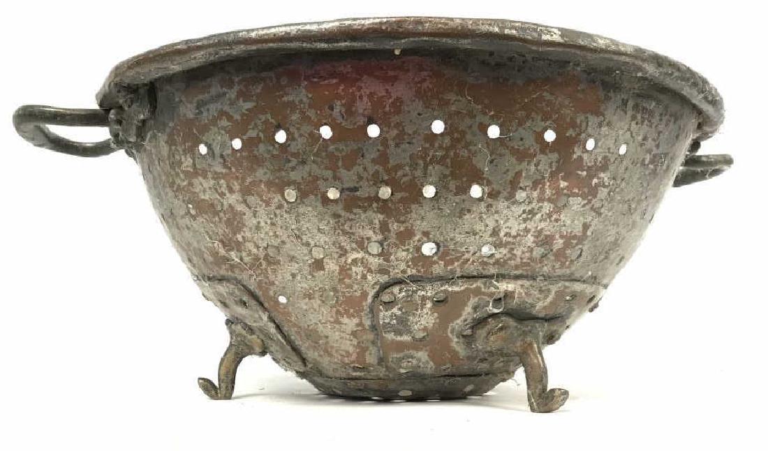 Antique Metal Iron Brass Copper Footed Collander (1 of 14)