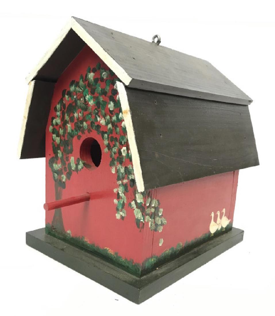Signed Red Barn Form Wood Birdhouse (1 of 7)