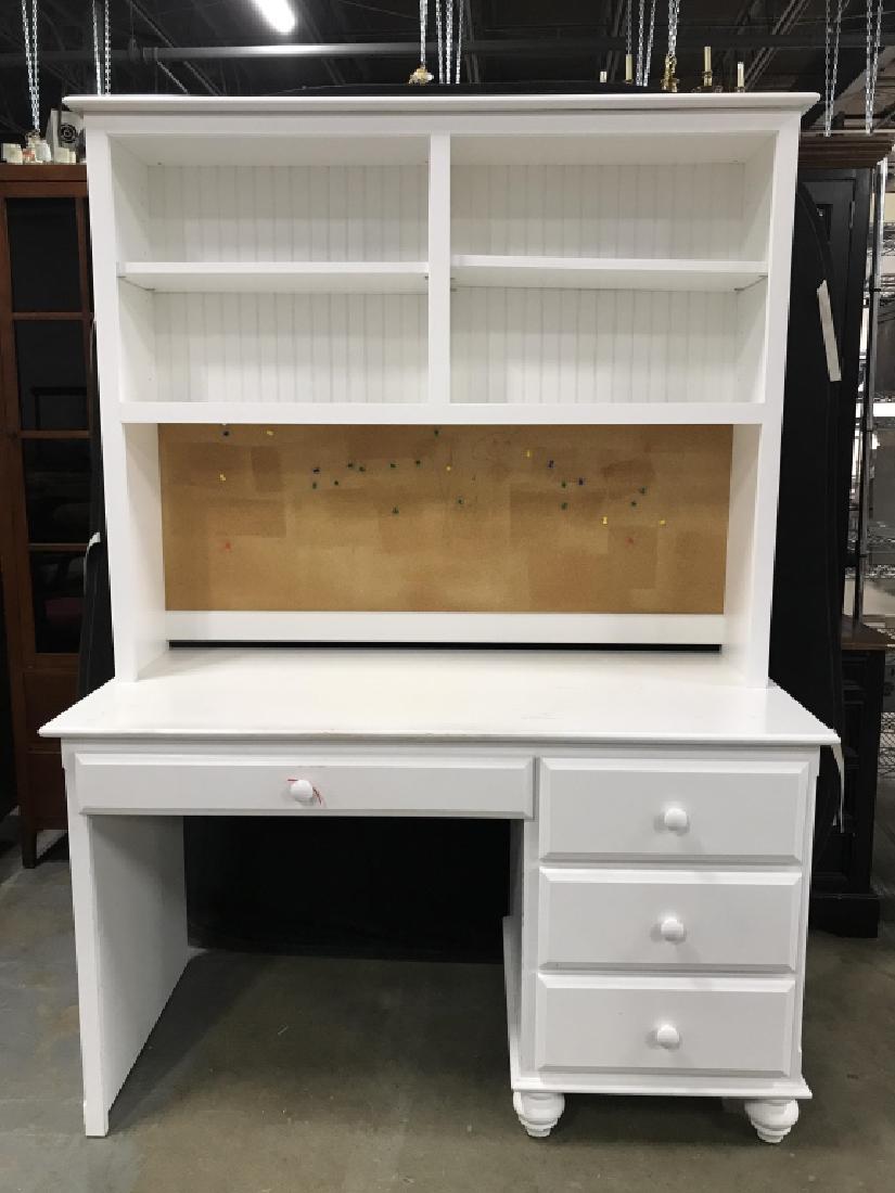 Country Willow White Toned Desk With Top Hutch (1 of 10)