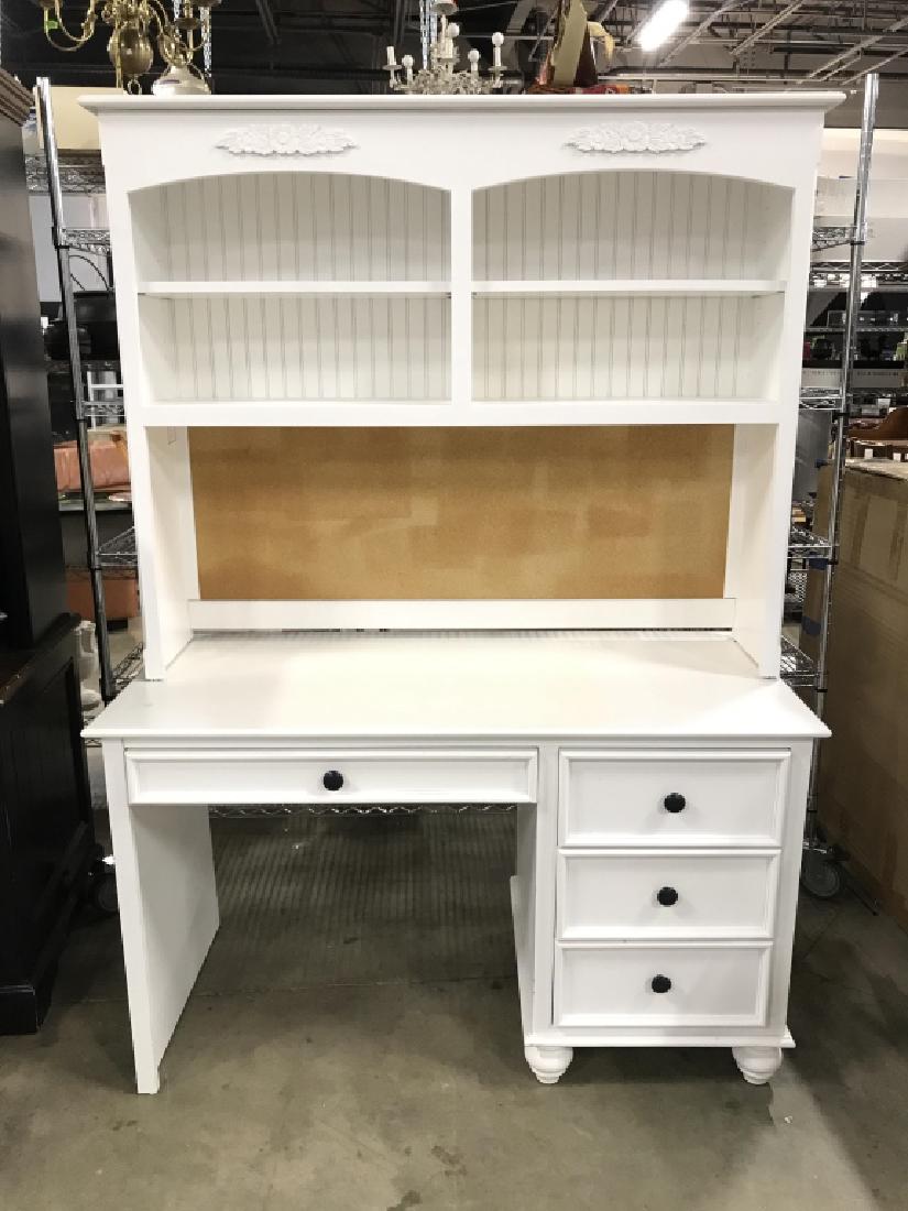 Country Willow White Desk With Top Hutch