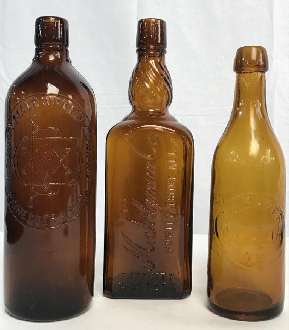 Lot 3 Amber Toned Glass Bottles (1 of 8)