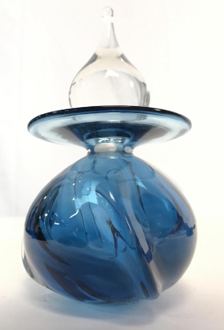 Signed Blue Toned Art Glass Perfume Bottle (1 of 8)