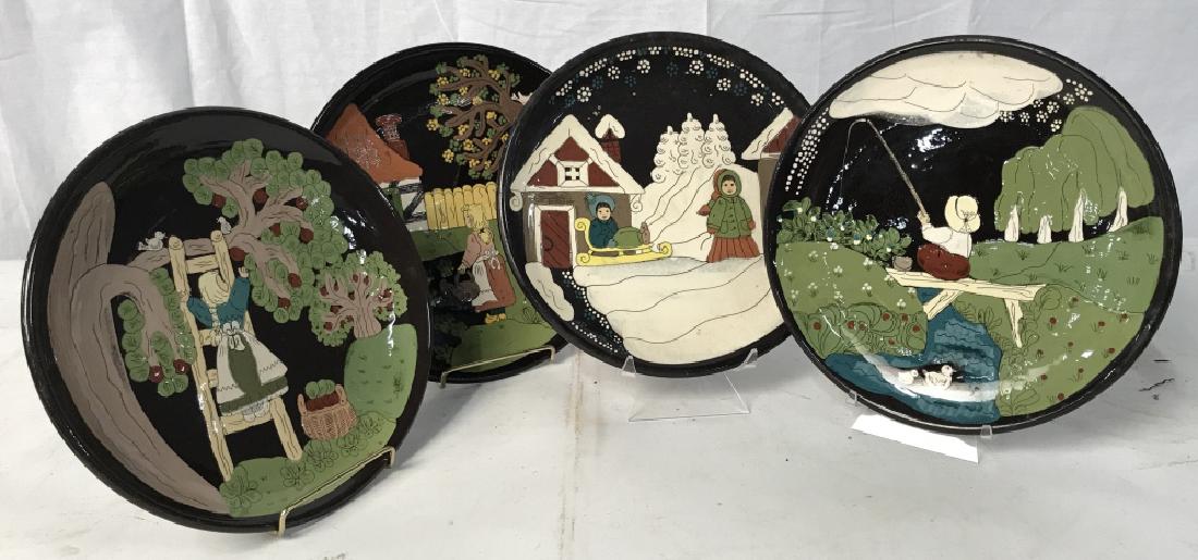 Set 4 Burkart Handarbeit Ceramic Signed Plates (1 of 16)