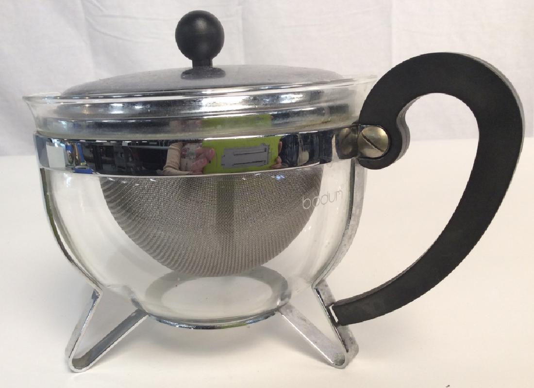 Swedish Glass And Metal Tea Pot with Strainer (1 of 8)