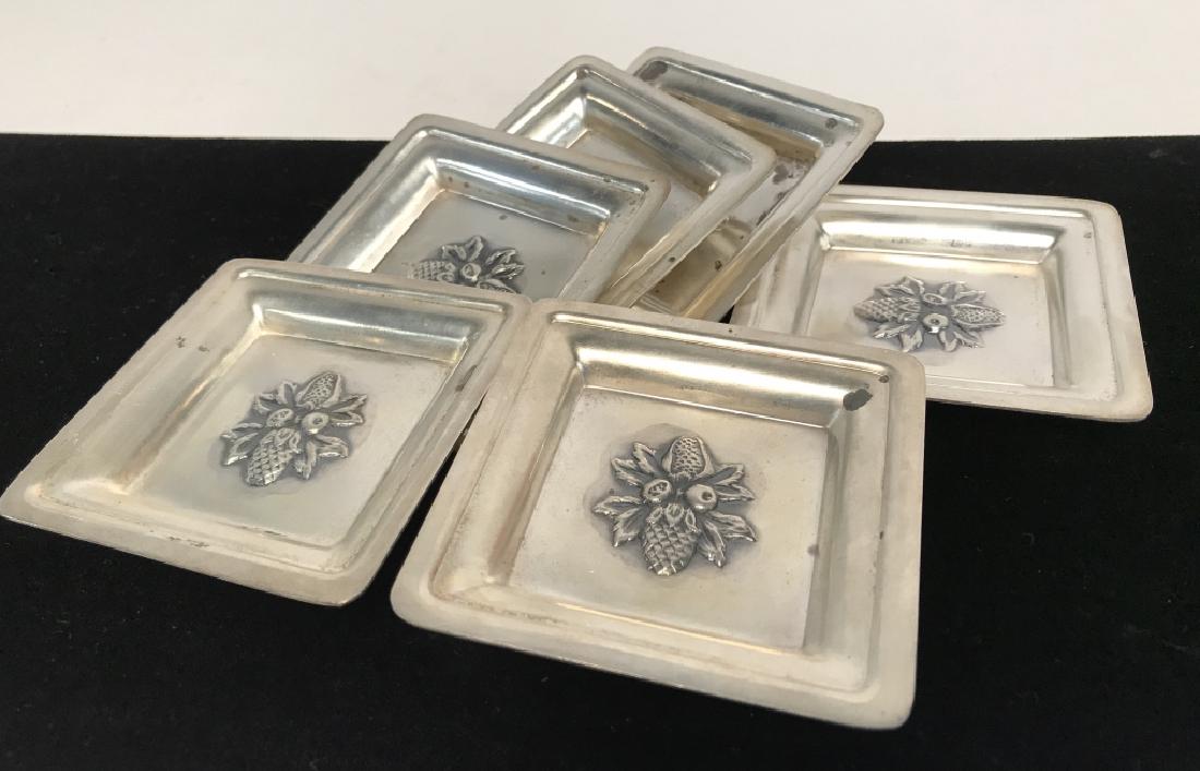 Group Lot of 6 Silver Toned Trinket Plates (1 of 7)