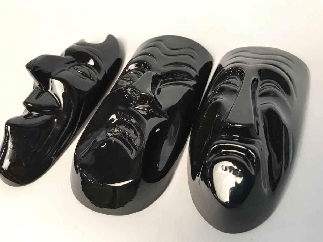 Set of 3 Black Ceramic Wall Masks (1 of 7)